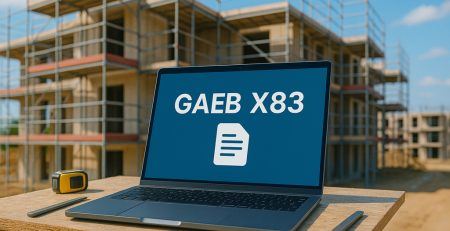 Laptop vor Baustelle mit GAEB X83