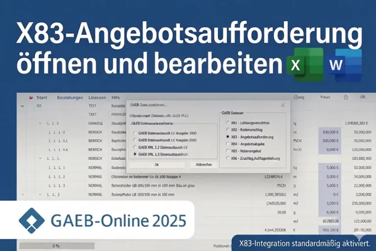 X83-Datenintegration in GAEB-Online