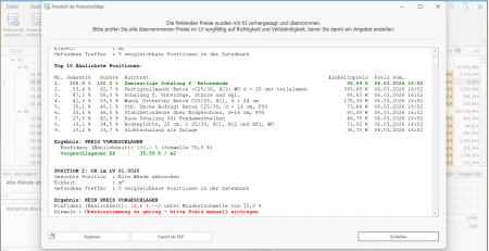 Preisliste und Angebotsdetails anzeigen