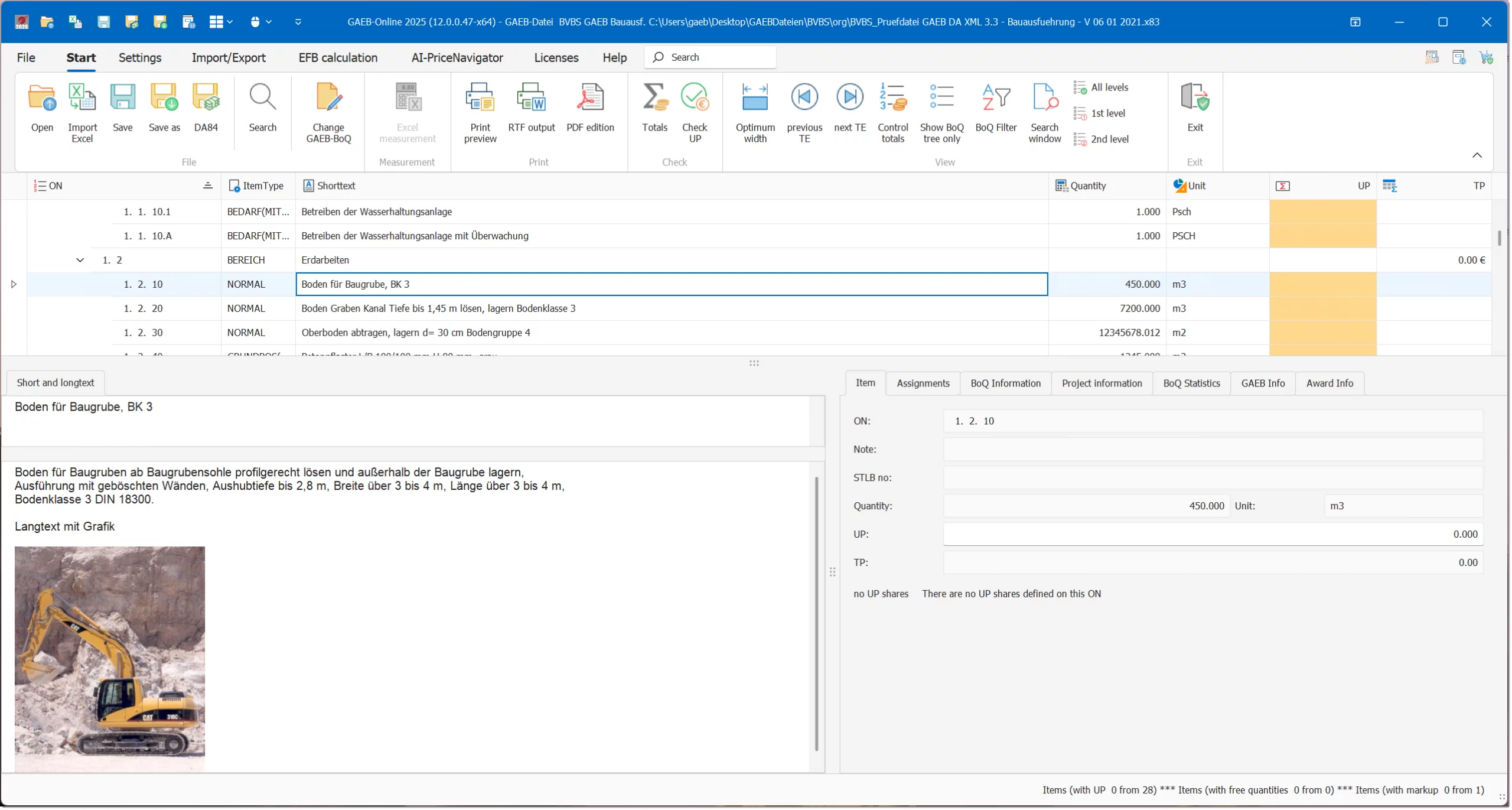 GAEB-Online 2025 Version 12.0.0.48 – Screenshot der neuen Oberfläche mit KI-PreisNavigator