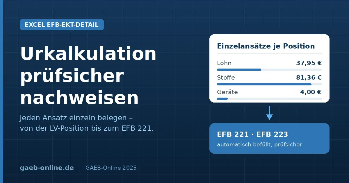Urkalkulation prüfsicher nachweisen: Wie kommen Sie zum belastbaren EFB 221 1 Urkalkulation prüfsicher nachweisen: Wie kommen Sie zum belastbaren EFB 221